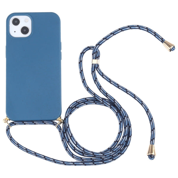 Wheat Straw Material + TPU Shockproof Case with Neck Lanyard, For iPhone 13 mini, For iPhone 13, For iPhone 13 Pro