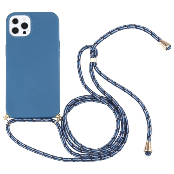Wheat Straw Material + TPU Shockproof Case with Neck Lanyard, For iPhone 13 mini, For iPhone 13, For iPhone 13 Pro