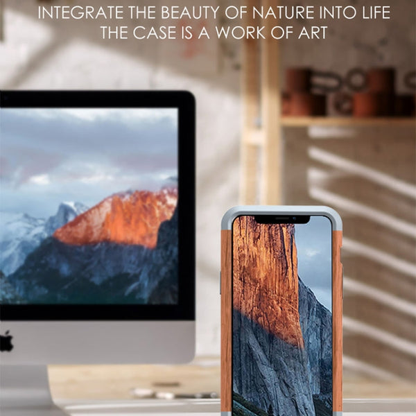 R-JUST Shockproof Iron + Wood Bumper Protective Case