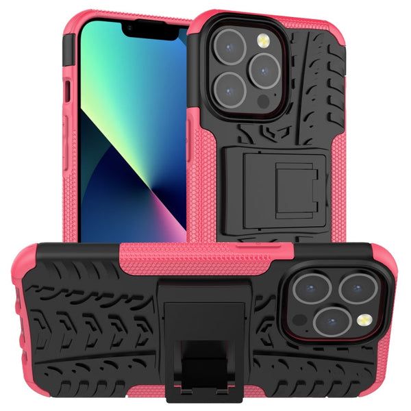 Tire Texture Shockproof TPU+PC Protective Case with Holder, For iPhone 13 mini, For iPhone 13, For iPhone 13 Pro