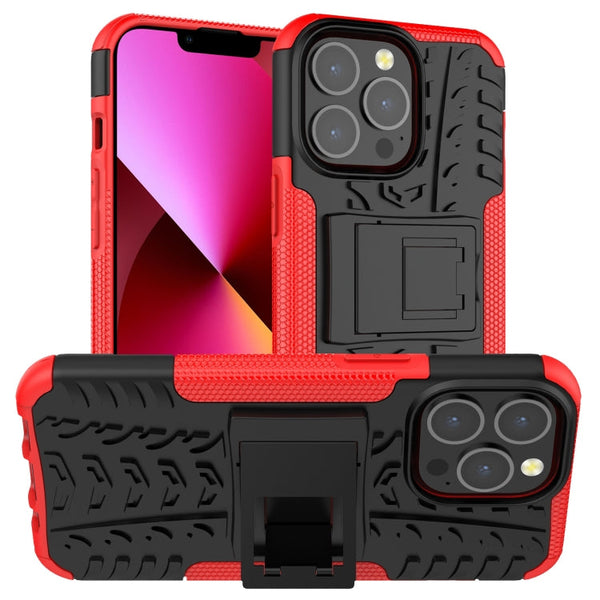 Tire Texture Shockproof TPU+PC Protective Case with Holder, For iPhone 13 mini, For iPhone 13, For iPhone 13 Pro