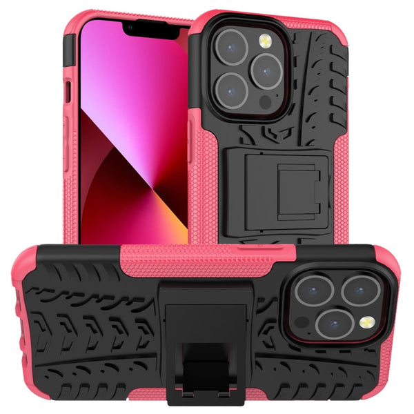 Tire Texture Shockproof TPU+PC Protective Case with Holder, For iPhone 13 mini, For iPhone 13, For iPhone 13 Pro