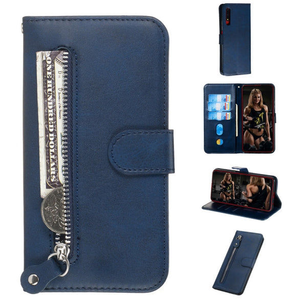 Fashion Calf Texture Zipper Horizontal Flip PU Leather Case, with Holder & Card Slots & Wallet, For Huawei Honor 9X / Honor 9X Pro