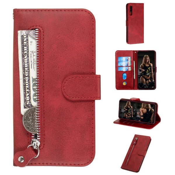 Fashion Calf Texture Zipper Horizontal Flip PU Leather Case, with Holder & Card Slots & Wallet, For Huawei Honor 9X / Honor 9X Pro
