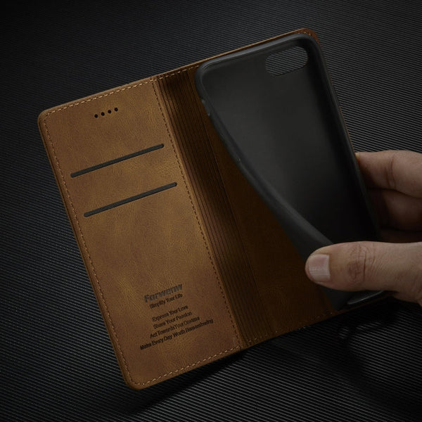 Forwenw F2 Series Magnetic Horizontal Flip Leather Case with Holder & Card Slots & Wallet