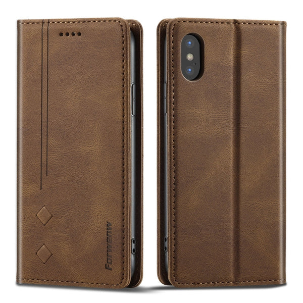 Forwenw F2 Series Magnetic Horizontal Flip Leather Case with Holder & Card Slots & Wallet