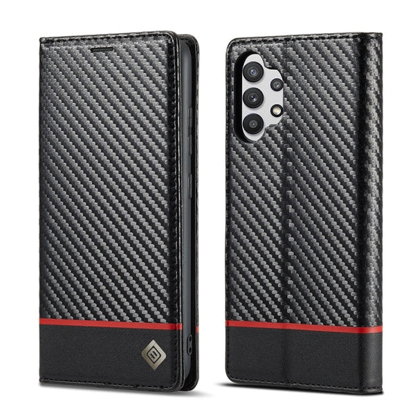LC.IMEEKE Carbon Fiber PU + TPU Horizontal Flip Leather Case with Holder & Card Slot & Wallet For Samsung Galaxy A32 5G(Vertical Black), For Samsung Galaxy A32 5G