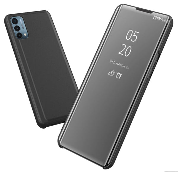 Plated Mirror Horizontal Flip Leather Case with Holder