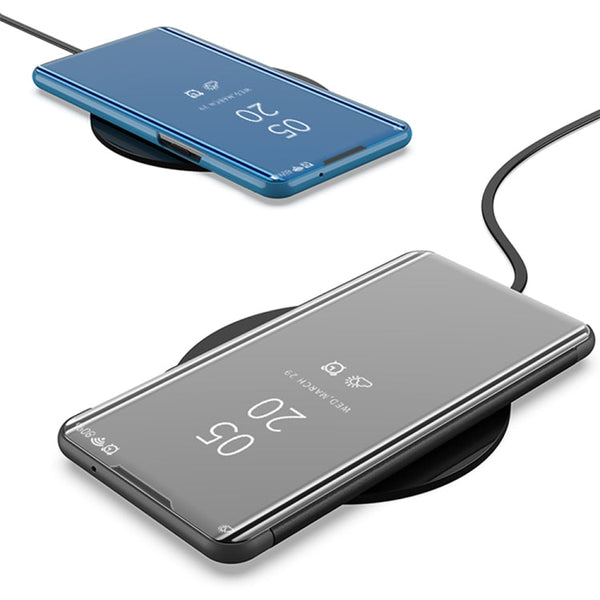 Plated Mirror Horizontal Flip Leather Case with Holder