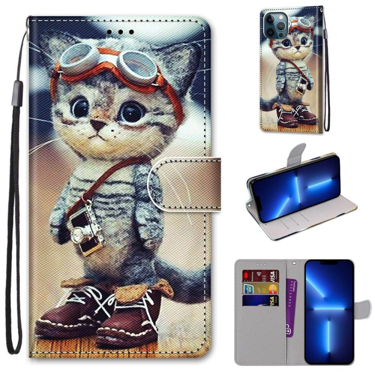 Coloured Drawing Cross Texture Horizontal Flip PU Leather Case with Holder & Card Slots & Wallet & Lanyard, For iPhone 13 Pro
