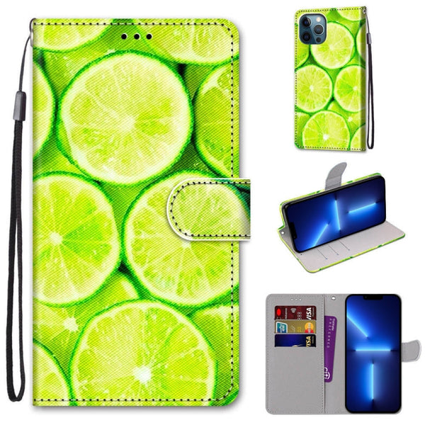 Coloured Drawing Cross Texture Horizontal Flip PU Leather Case with Holder & Card Slots & Wallet & Lanyard, For iPhone 13 Pro