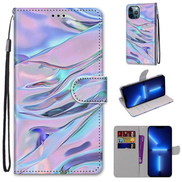 Coloured Drawing Cross Texture Horizontal Flip PU Leather Case with Holder & Card Slots & Wallet & Lanyard, For iPhone 13 Pro