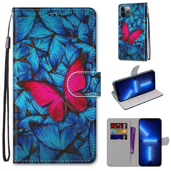 Coloured Drawing Cross Texture Horizontal Flip PU Leather Case with Holder & Card Slots & Wallet & Lanyard, For iPhone 13 Pro
