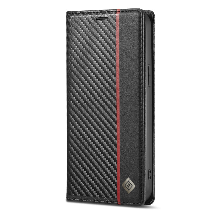 LC.IMEEKE Carbon Fiber PU + TPU Horizontal Flip Leather Case with Holder & Card Slot & Wallet, For iPhone 13 mini, For iPhone 13, For iPhone 13 Pro, For iPhone 13 Pro Max