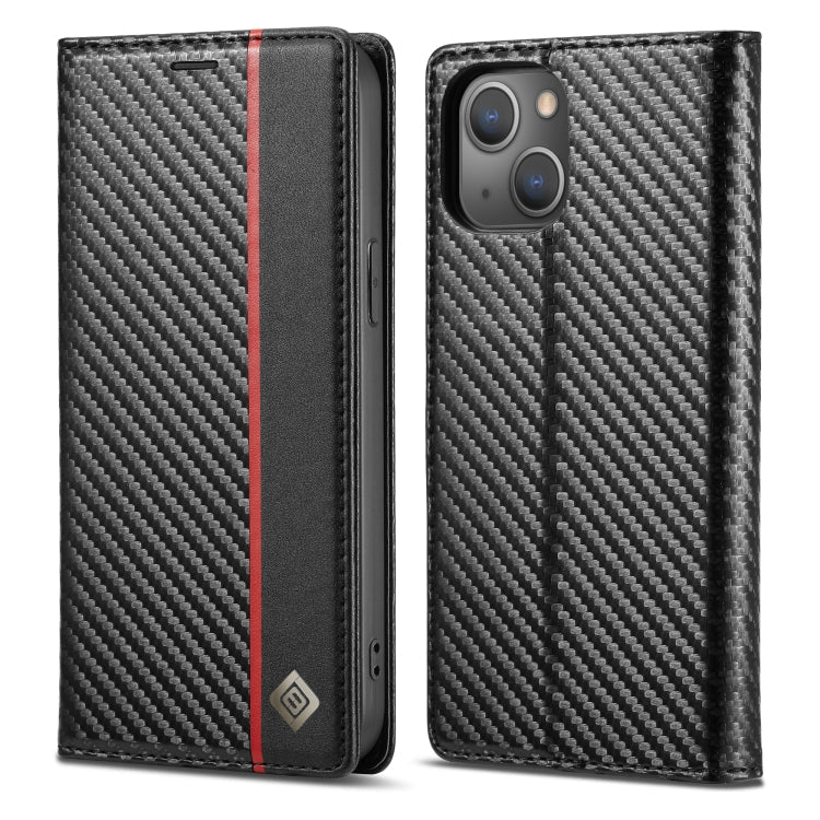 LC.IMEEKE Carbon Fiber PU + TPU Horizontal Flip Leather Case with Holder & Card Slot & Wallet, For iPhone 13 mini, For iPhone 13, For iPhone 13 Pro, For iPhone 13 Pro Max