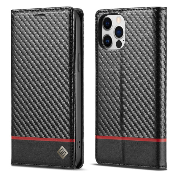 LC.IMEEKE Carbon Fiber PU + TPU Horizontal Flip Leather Case with Holder & Card Slot & Wallet, For iPhone 13 mini, For iPhone 13, For iPhone 13 Pro, For iPhone 13 Pro Max
