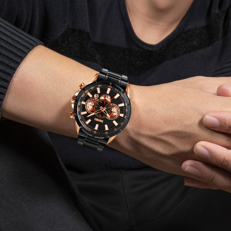 SKMEI 9241 Men Calendar Stopwatch Stainless Steel Strap Quartz Watch