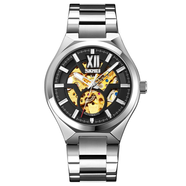 SKMEI 9258 Men Two-color Stainless Steel Strap Automatic Mechanical Watch