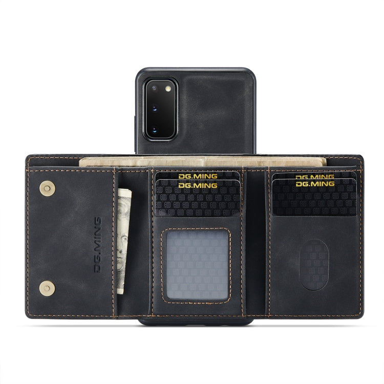 DG.MING M1 Series 3-Fold Multi Card Wallet  Back Cover Shockproof Case with Holder Function, For Samsung Galaxy S20