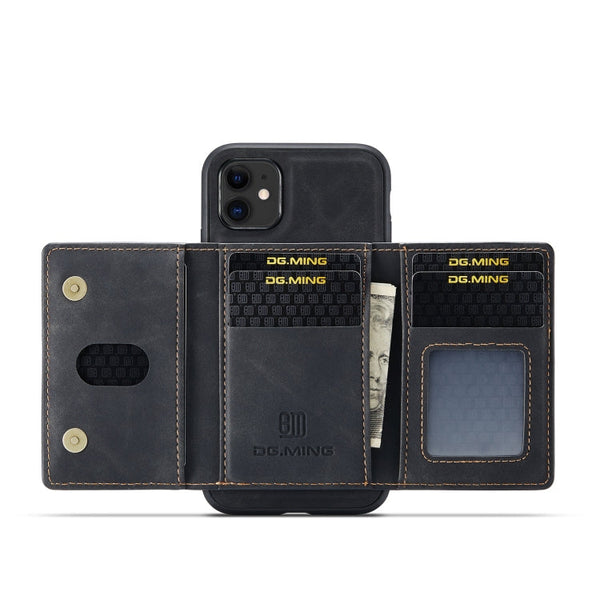 DG.MING M2 Series 3-Fold Multi Card Bag + Magnetic Back Cover Shockproof Case with Wallet & Holder Function, For iPhone 11, For iPhone 11 Pro, For iPhone 11 Pro Max