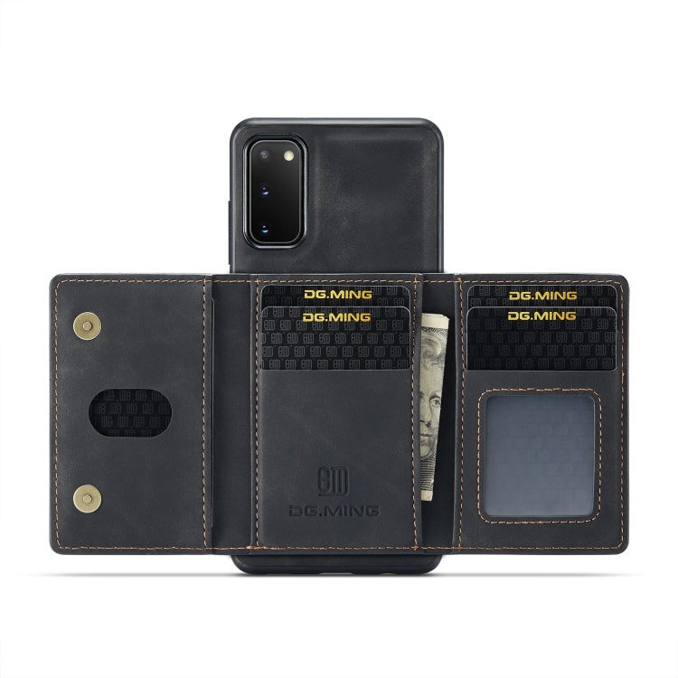 DG.MING M2 Series 3-Fold Multi Card Bag Back Cover Shockproof Case with Wallet & Holder Function, For Samsung Galaxy S20