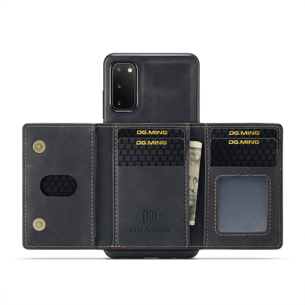 DG.MING M2 Series 3-Fold Multi Card Bag Back Cover Shockproof Case with Wallet & Holder Function, For Samsung Galaxy S20