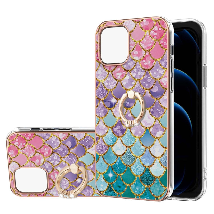 Electroplating Pattern IMD TPU Shockproof Case with Rhinestone Ring Holder, For iPhone 13 mini, For iPhone 13, For iPhone 13 Pro, For iPhone 13 Pro Max