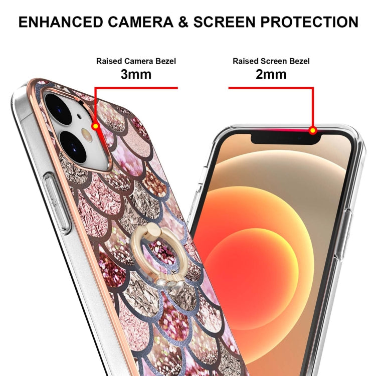 Electroplating Pattern IMD TPU Shockproof Case with Rhinestone Ring Holder, For iPhone 12 mini, For iPhone 12, For iPhone 12 Pro Max, For iPhone 11