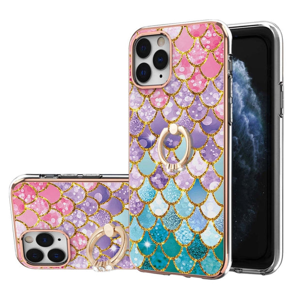 Electroplating Pattern IMD TPU Shockproof Case with Rhinestone Ring Holder, For iPhone 11 Pro, For iPhone 11 Pro Max, For iPhone X / XS, For iPhone XR