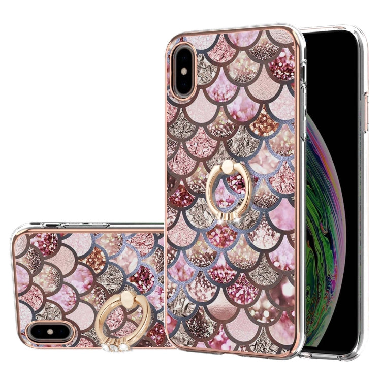 Electroplating Pattern IMD TPU Shockproof Case with Rhinestone Ring Holder, For iPhone 11 Pro, For iPhone 11 Pro Max, For iPhone X / XS, For iPhone XR