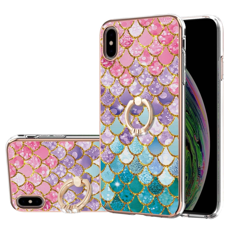 Electroplating Pattern IMD TPU Shockproof Case with Rhinestone Ring Holder, For iPhone 11 Pro, For iPhone 11 Pro Max, For iPhone X / XS, For iPhone XR