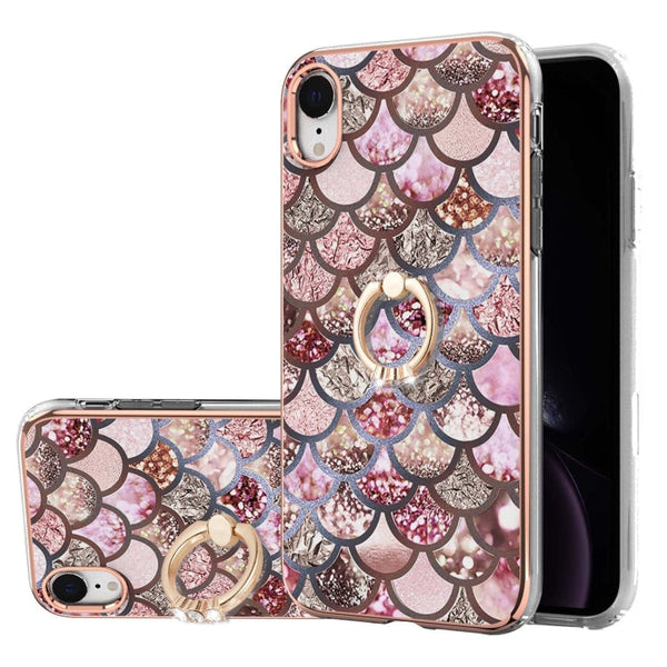 Electroplating Pattern IMD TPU Shockproof Case with Rhinestone Ring Holder, For iPhone 11 Pro, For iPhone 11 Pro Max, For iPhone X / XS, For iPhone XR