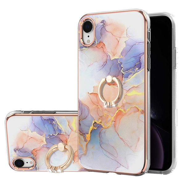 Electroplating Pattern IMD TPU Shockproof Case with Rhinestone Ring Holder, For iPhone 11 Pro, For iPhone 11 Pro Max, For iPhone X / XS, For iPhone XR