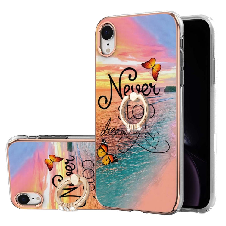 Electroplating Pattern IMD TPU Shockproof Case with Rhinestone Ring Holder, For iPhone 11 Pro, For iPhone 11 Pro Max, For iPhone X / XS, For iPhone XR