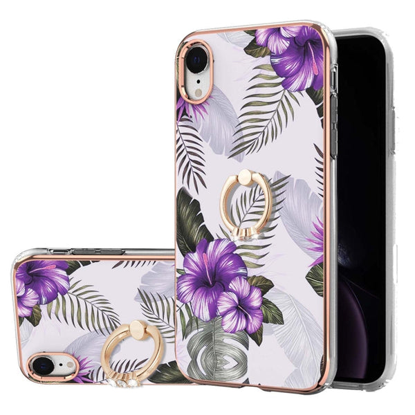 Electroplating Pattern IMD TPU Shockproof Case with Rhinestone Ring Holder, For iPhone 11 Pro, For iPhone 11 Pro Max, For iPhone X / XS, For iPhone XR