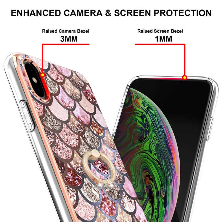 Electroplating Pattern IMD TPU Shockproof Case with Rhinestone Ring Holder, For iPhone XS Max, For iPhone 12 Pro, For iPhone SE 2022 / SE 2020 / 8 / 7, For iPhone 8 Plus / 7 Plus