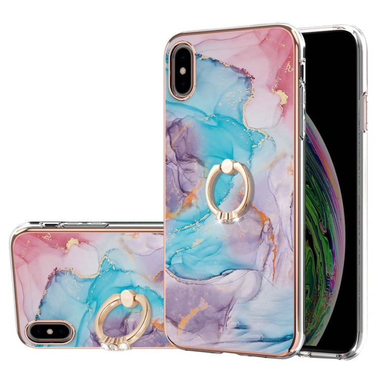 Electroplating Pattern IMD TPU Shockproof Case with Rhinestone Ring Holder, For iPhone XS Max, For iPhone 12 Pro, For iPhone SE 2022 / SE 2020 / 8 / 7, For iPhone 8 Plus / 7 Plus