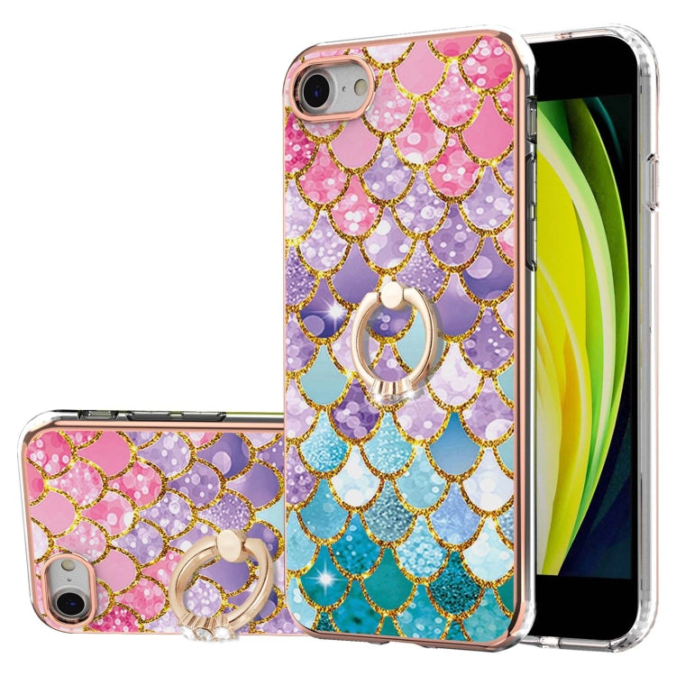 Electroplating Pattern IMD TPU Shockproof Case with Rhinestone Ring Holder, For iPhone XS Max, For iPhone 12 Pro, For iPhone SE 2022 / SE 2020 / 8 / 7, For iPhone 8 Plus / 7 Plus