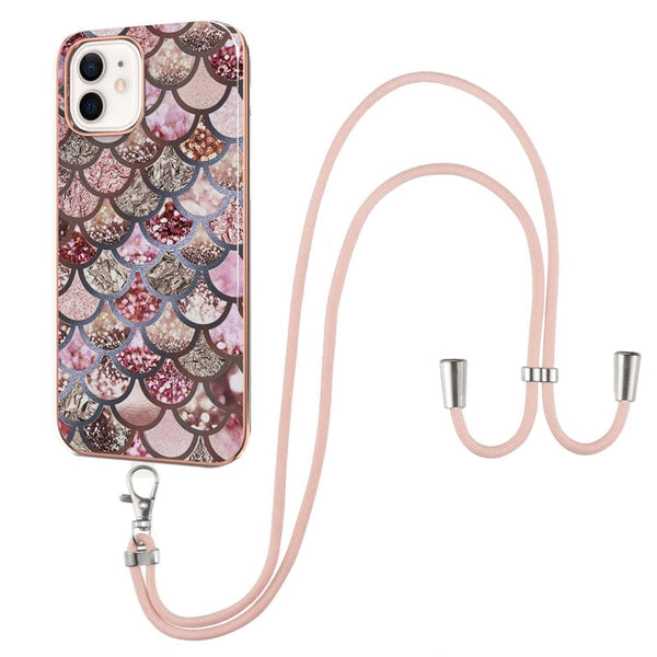 Electroplating Pattern IMD TPU Shockproof Case with Neck Lanyard, For iPhone 12 mini, For iPhone 12 / 12 Pro, For iPhone 12 Pro Max, For iPhone 11