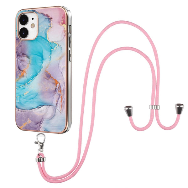 Electroplating Pattern IMD TPU Shockproof Case with Neck Lanyard, For iPhone 12 mini, For iPhone 12 / 12 Pro, For iPhone 12 Pro Max, For iPhone 11