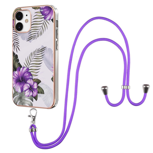 Electroplating Pattern IMD TPU Shockproof Case with Neck Lanyard, For iPhone 12 mini, For iPhone 12 / 12 Pro, For iPhone 12 Pro Max, For iPhone 11