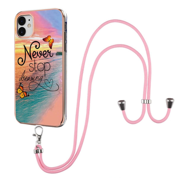 Electroplating Pattern IMD TPU Shockproof Case with Neck Lanyard, For iPhone 12 mini, For iPhone 12 / 12 Pro, For iPhone 12 Pro Max, For iPhone 11