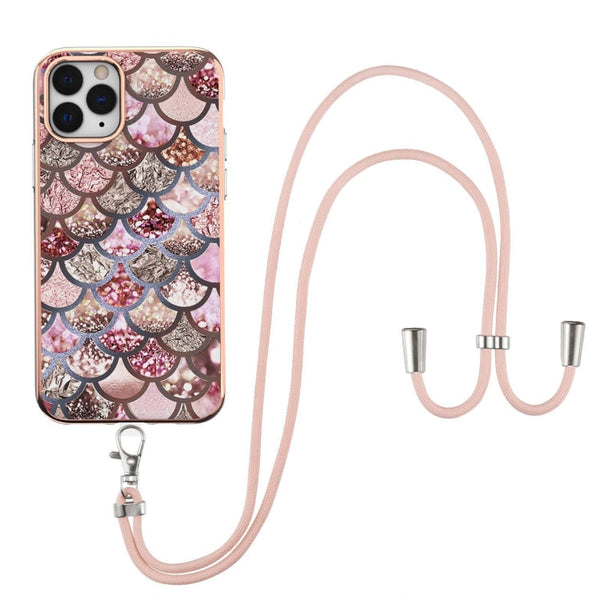 Electroplating Pattern IMD TPU Shockproof Case with Neck Lanyard, For iPhone 11 Pro, For iPhone 11 Pro Max, For iPhone XS / X, For iPhone XR