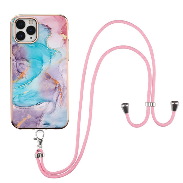 Electroplating Pattern IMD TPU Shockproof Case with Neck Lanyard, For iPhone 11 Pro, For iPhone 11 Pro Max, For iPhone XS / X, For iPhone XR