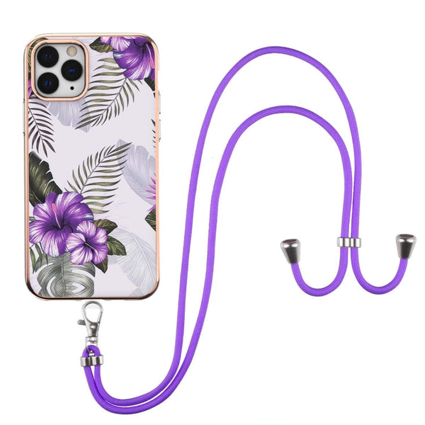 Electroplating Pattern IMD TPU Shockproof Case with Neck Lanyard, For iPhone 11 Pro, For iPhone 11 Pro Max, For iPhone XS / X, For iPhone XR