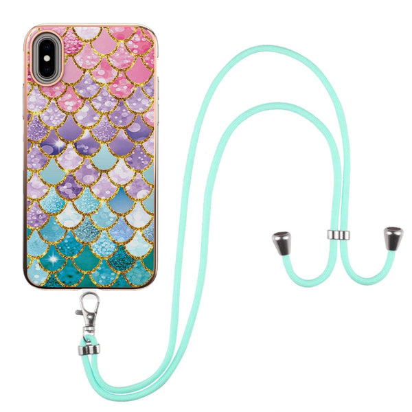 Electroplating Pattern IMD TPU Shockproof Case with Neck Lanyard, For iPhone 11 Pro, For iPhone 11 Pro Max, For iPhone XS / X, For iPhone XR