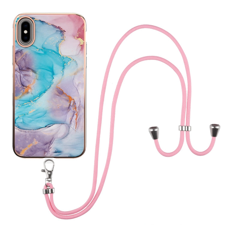 Electroplating Pattern IMD TPU Shockproof Case with Neck Lanyard, For iPhone XS Max, For iPhone SE 2022 / SE 2020 / 8 / 7, For iPhone 8 Plus / 7 Plus