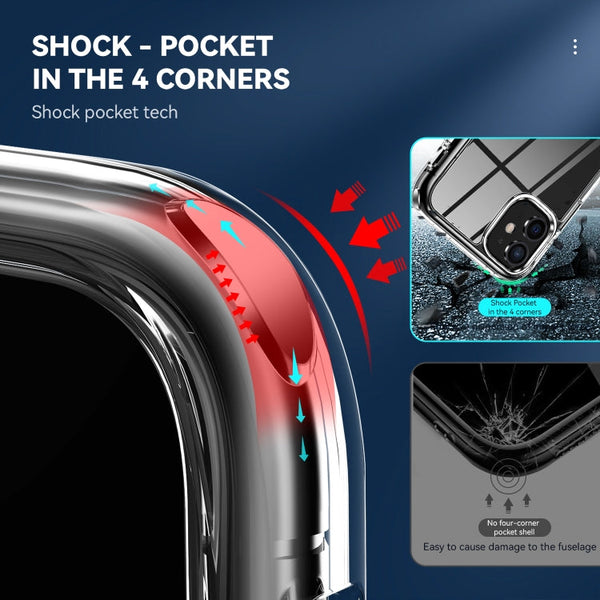 TPU + PC Transparent Shockproof Protective Case, For iPhone 11, For iPhone 11 Pro Max, For iPhone 12 Pro Max, For iPhone 12 Pro, For iPhone 12
