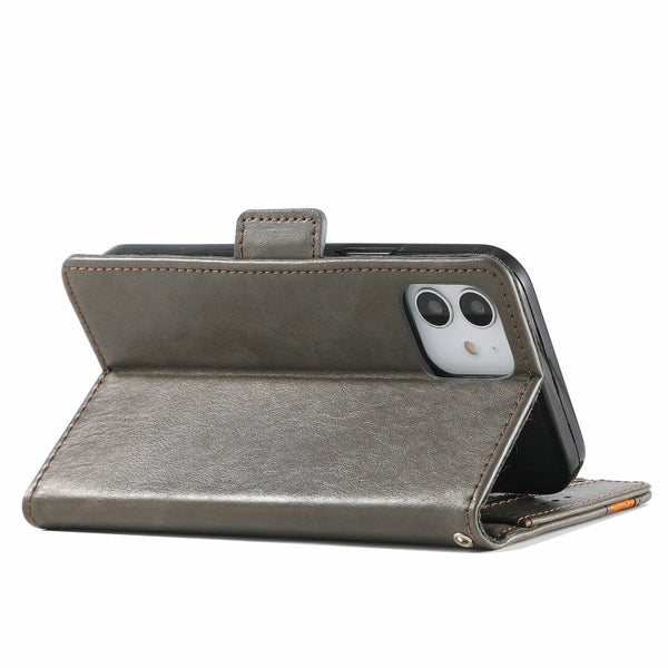 CaseNeo Business Splicing Dual Magnetic Buckle Horizontal Flip PU Leather Case with Holder & Card Slots & Wallet, For iPhone 13 Mini