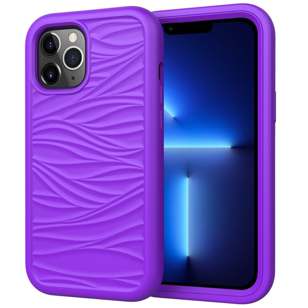 Wave Pattern 3 in 1 Silicone + PC Shockproof Protective Case